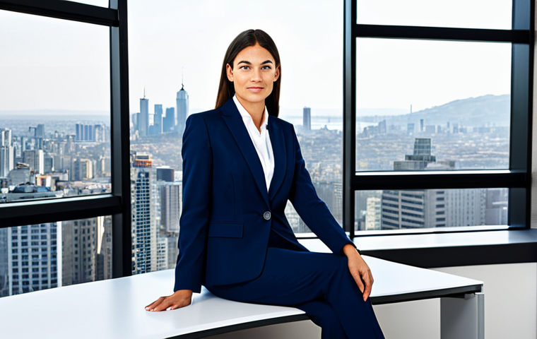가치투자에서의 실적 발표 분석 - Business Professional**
"A professional businesswoman in a tailored, dark blue business suit, sitti...