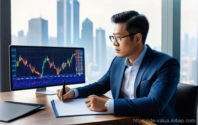 가치투자에 대한 비교 분석 한국 vs 미국 - **Prompt 1: "The Value Investor's Quest"**
A sophisticated, 40-year-old male investor, dressed i...