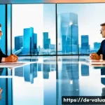 Home 19 가치투자와 윤리적 투자 기준 - A sophisticated corporate office setting in Frankfurt, Germany, showcasing a diverse team of profess...